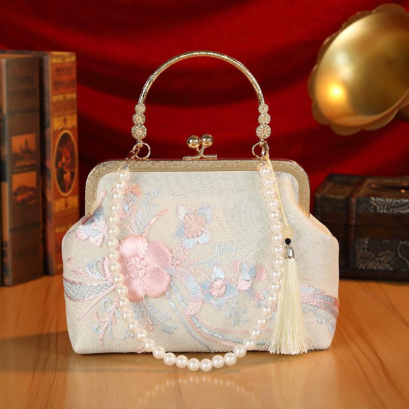 New Chinese rich flower cheongsam bag women's high-end big flower handbag retro style messenger bag tide