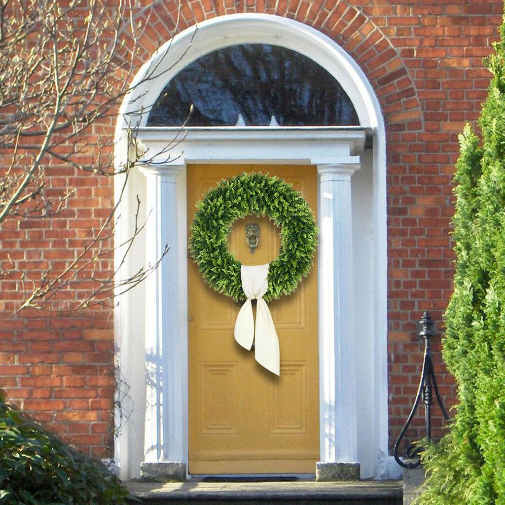 Simulering Av Frost Gräs Vinstock Cirkel Botten Med Gröna Växter, Vatten Gräs Vinstock Cirkel Blomkrans