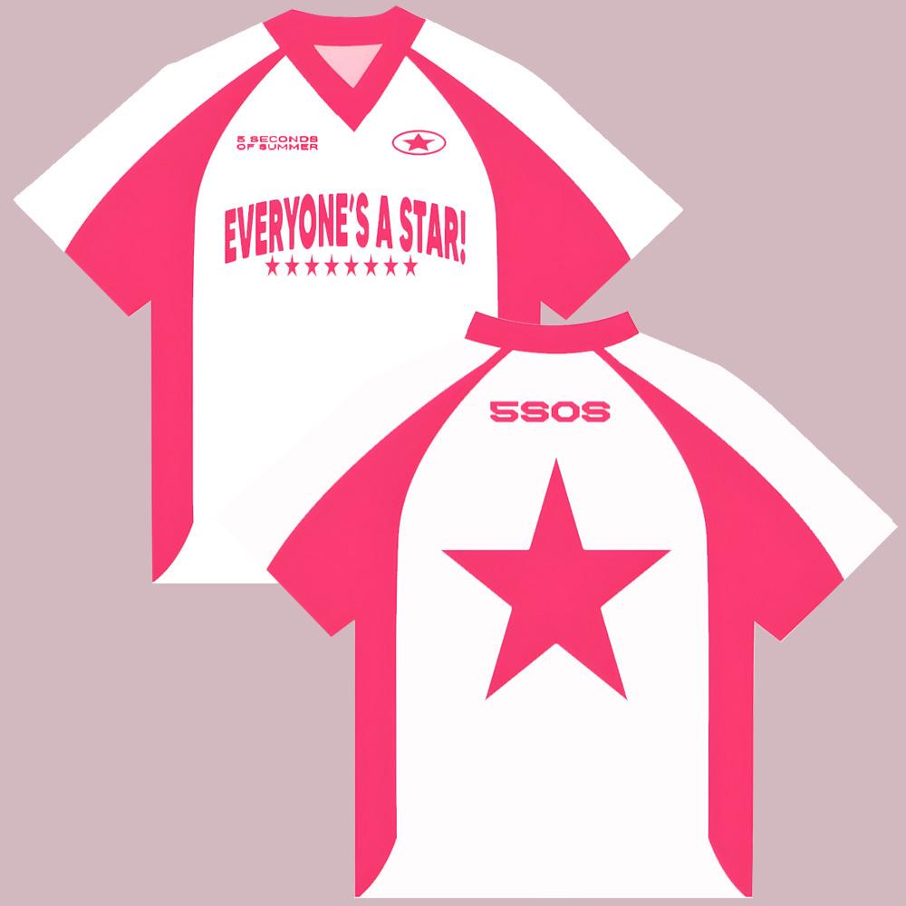 

5 Seconds of Summer Jersey Shirt 5SOS EVERYONE S A STAR! T-shirt Unisex V-neck Tee Unisex Women High Street Tops Y2K Streetwear XXS