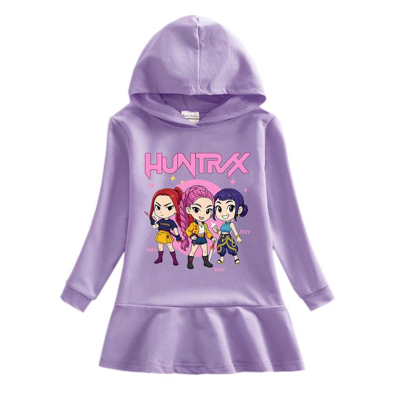 Cotton Kpop Rumi Zoey Mira Hunters Long Sleeves Hooded Dress for Girl