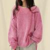 Women's Crew Neck Long Sleeve Knit Sweaters Tops Loose Fit Casual Solid Pullover Jumpers
