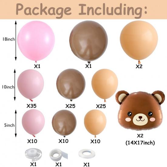 Pink Bear Balloon Garland Arch Kit 121pcs Pink and Brown Balloons with Bear Foil Balloons for We Can Bearly Waits Theme Baby Shower Birthday Party