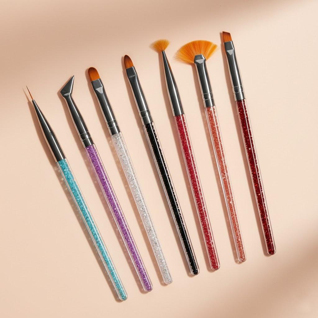 

7Pcs Set Professional Nail Art Brush for Manicure Rhinestone Acrylic Paint UV Gel Polish Nails Lining Pen