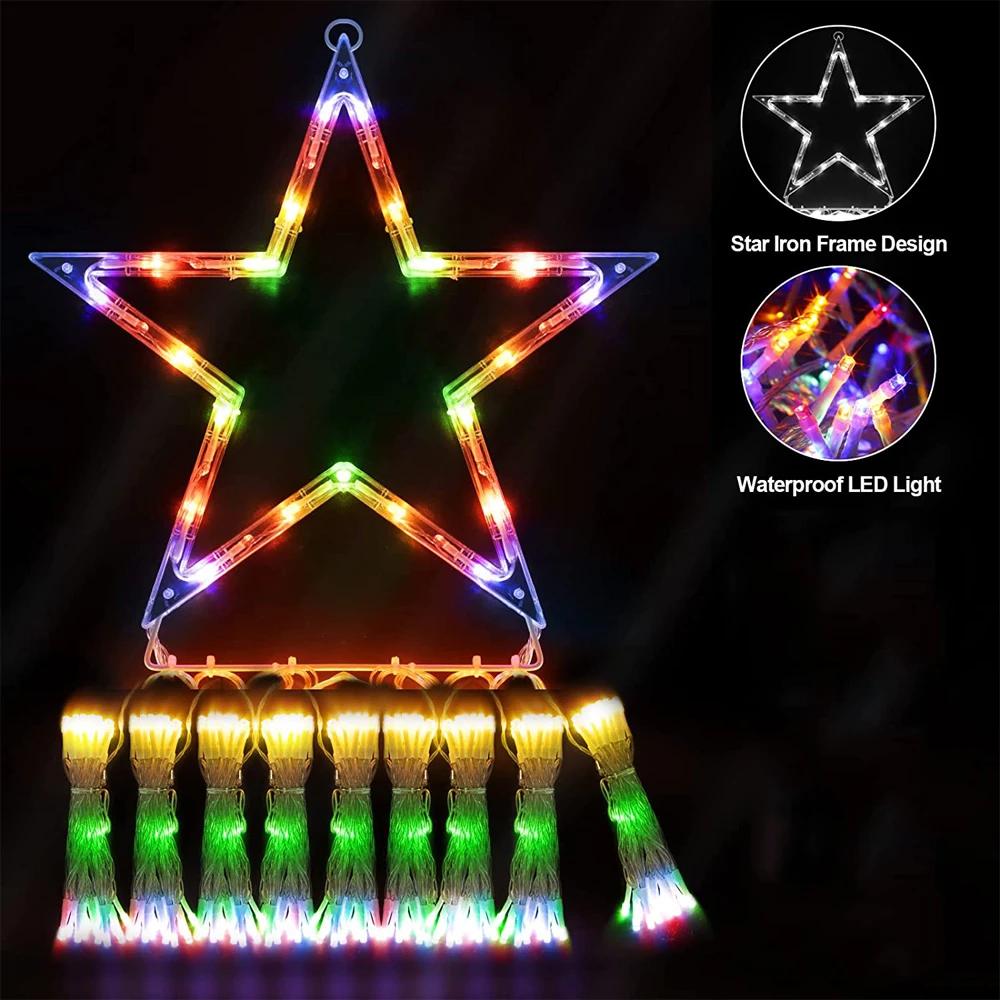 Outdoor Christmas Decorations Solar Star Light String 350LED Tree Light 8Modes Lighting Mode Yard Festival Valentine Party Decor