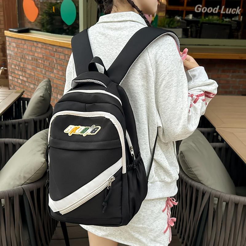 Student School Bag Women Large Capacity Contrast Color Backpack