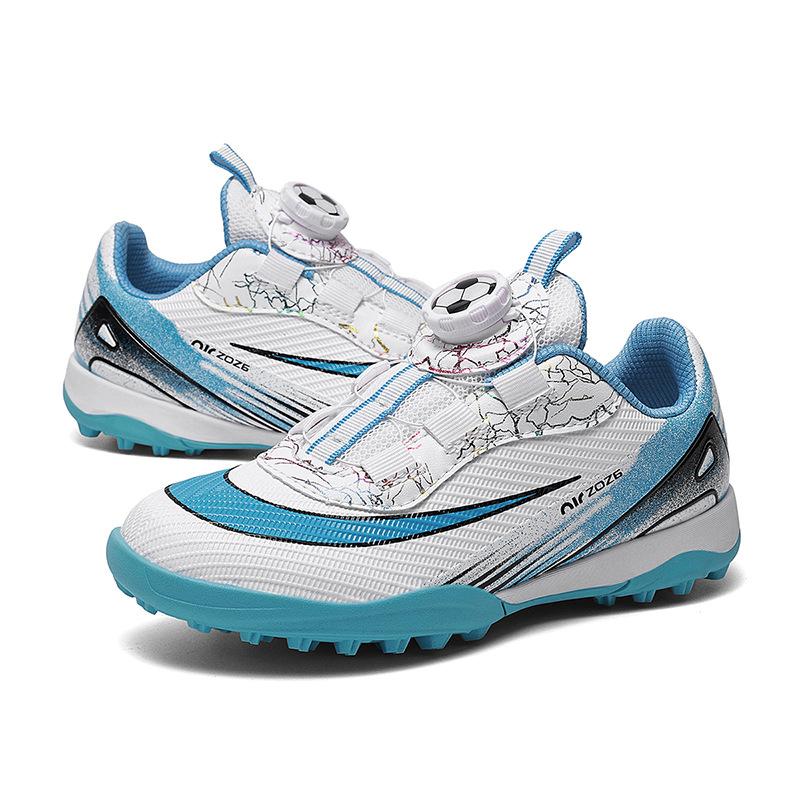 

Детские футбольные бутсы TF с вращающейся пряжкой, сороконожки, мальчики и девочки, тренировочные, игровые, молодежные, всесезонные, дышащие спортивные туфли, Цзиньцзян 39