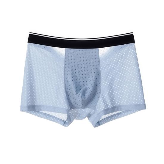Men Boxer Underwear Briefs Slim Quick Drying Mid-rise Modal Boxer Fit U-Convex Summer M светло-синий
