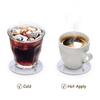 6 Pcs Home Kitchen Marble Pattern Cup Coaster Creative Round Edge Cup Mat Drink Mat Pu Leather Cup Pad Thermal Insulation