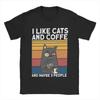 I Like Cats And Coffee Men T Shirt Vintage Tees Short Sleeve Crew Neck T-Shirt Cotton Original Clothing