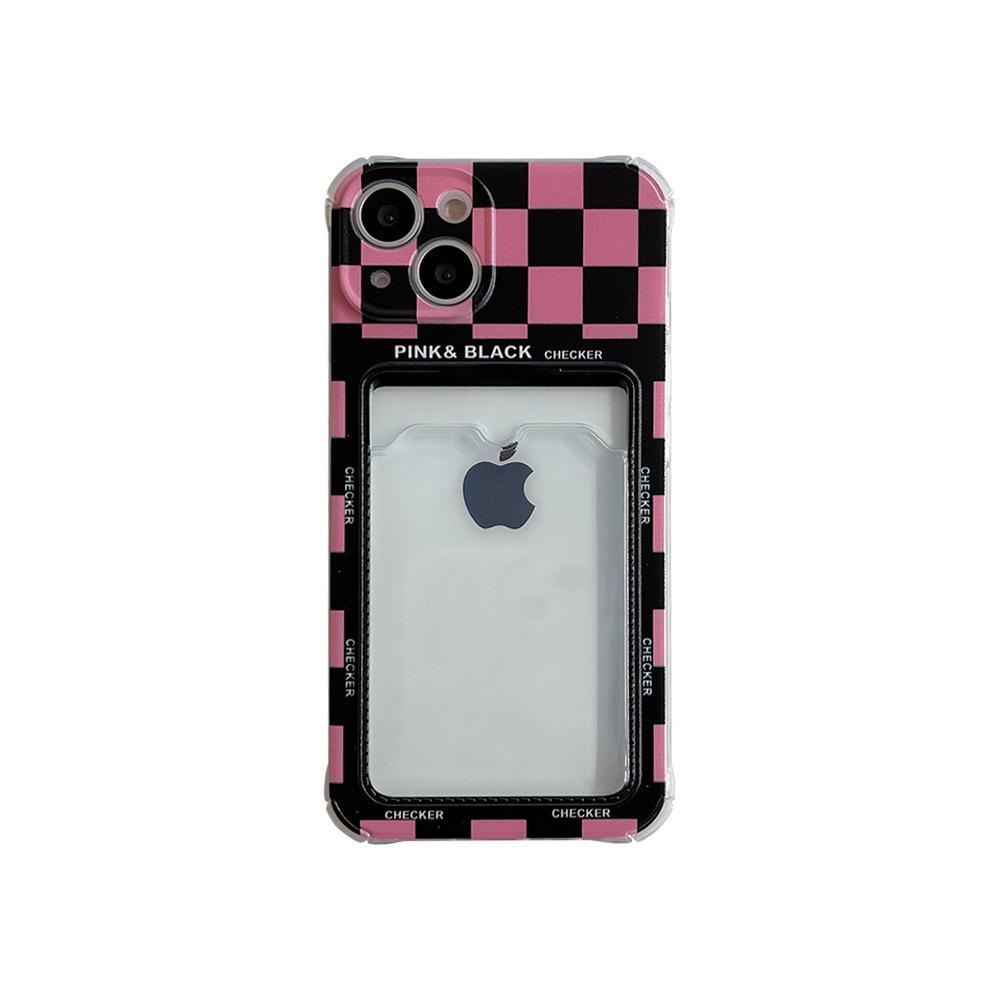Checkerboard Card-Insertable iPhone 11/12 Pro Case for Women, Fits XR/XS Max.