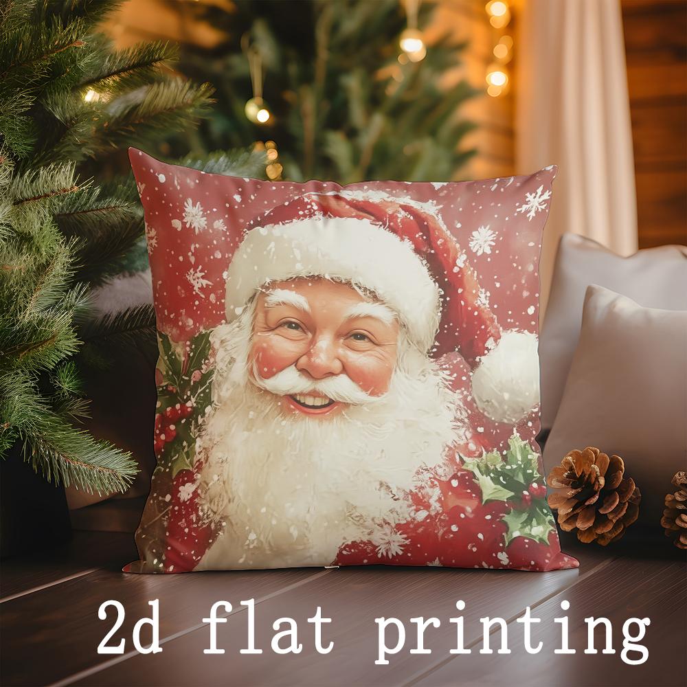 Home Decor Santa-themed Christmas Decorative Pillow Covers Pattern Cushion Cover Suitable for Sofa Bedroom Car Pillow Cover