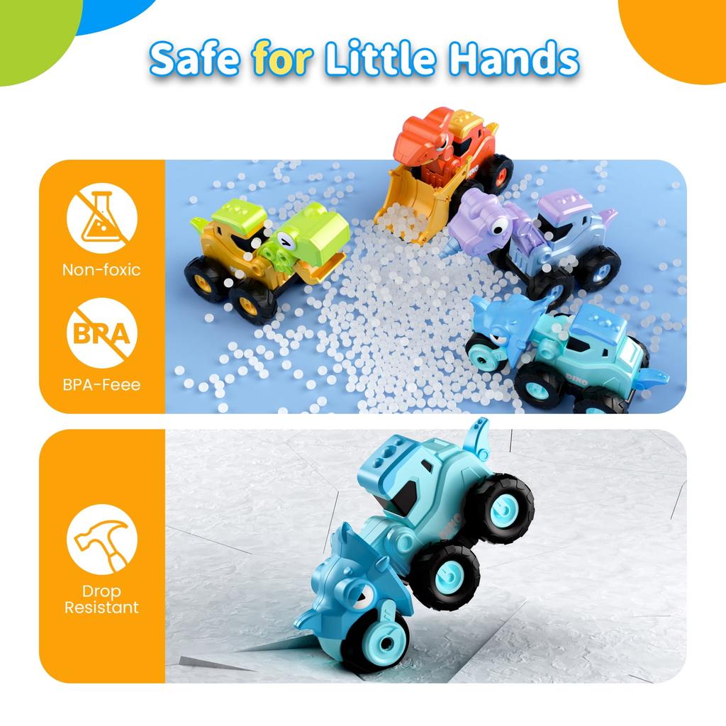 Children's Press-to-Press Dinosaur Construction Vehicle Excavator Set Toy Car