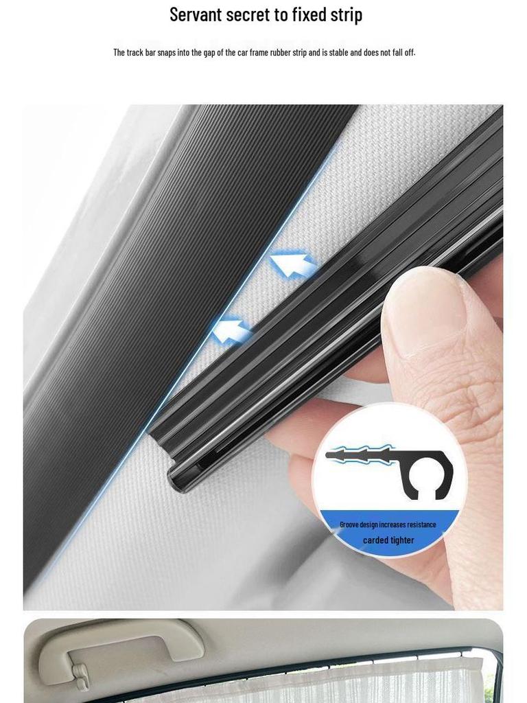 Sliding Rail Car Sunshade Curtain for Baby and Stroller Side Windows - Interior Sun Protection