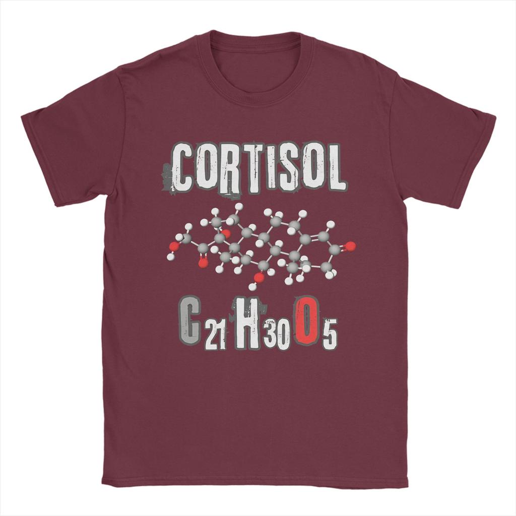 Magliette Design Molecola Cortisolo Uomo Cotone Puro Magliette Novità Girocollo T-shirt Manica Corta Top Stampati