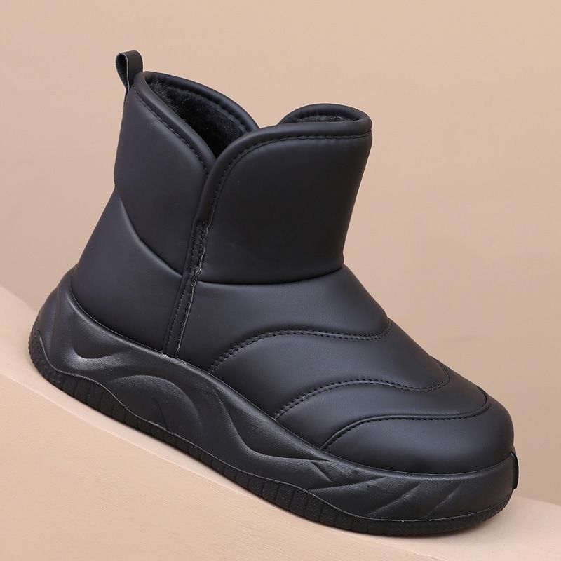 thick-soled snow boots women s new winter velvet warm Northeast large cotton shoes waterproof and non-slip bread boots short boots 41 чёрный 2990₽