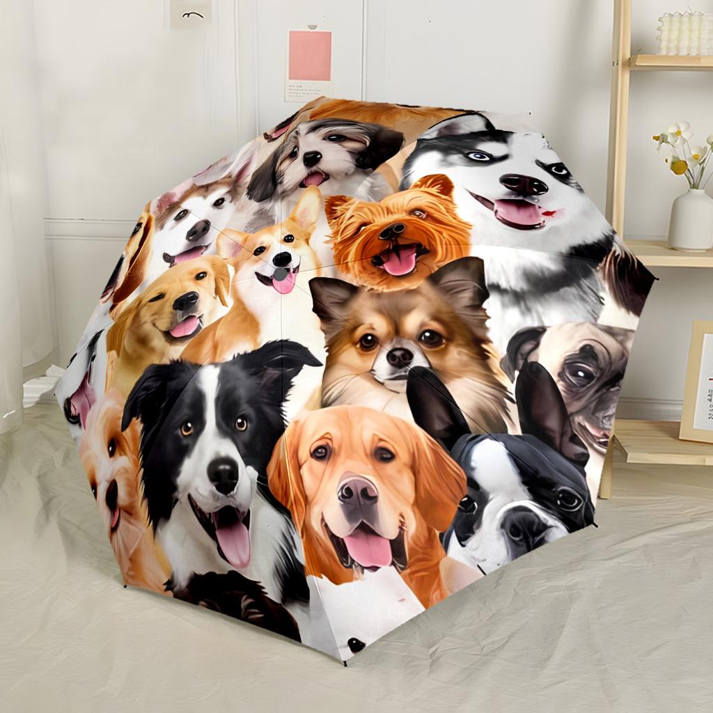 Butterflies And Puppies Garden Automatic Umbrella Retractable Design with 8-Rib Durability Compact Design Travel Essential Vibrant Pattern Umbrella