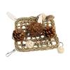Parrot Climbing Mat Toy Seagrass Woven Bird Hammock Chewing Net with Cuttlefish Bone for Lovebird Cockatiel