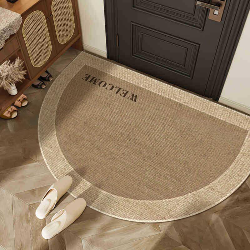 

Simple semicircular crystal velvet door mat home non-slip foot mat porch mat bathroom mat 40cmx60cm коричневый