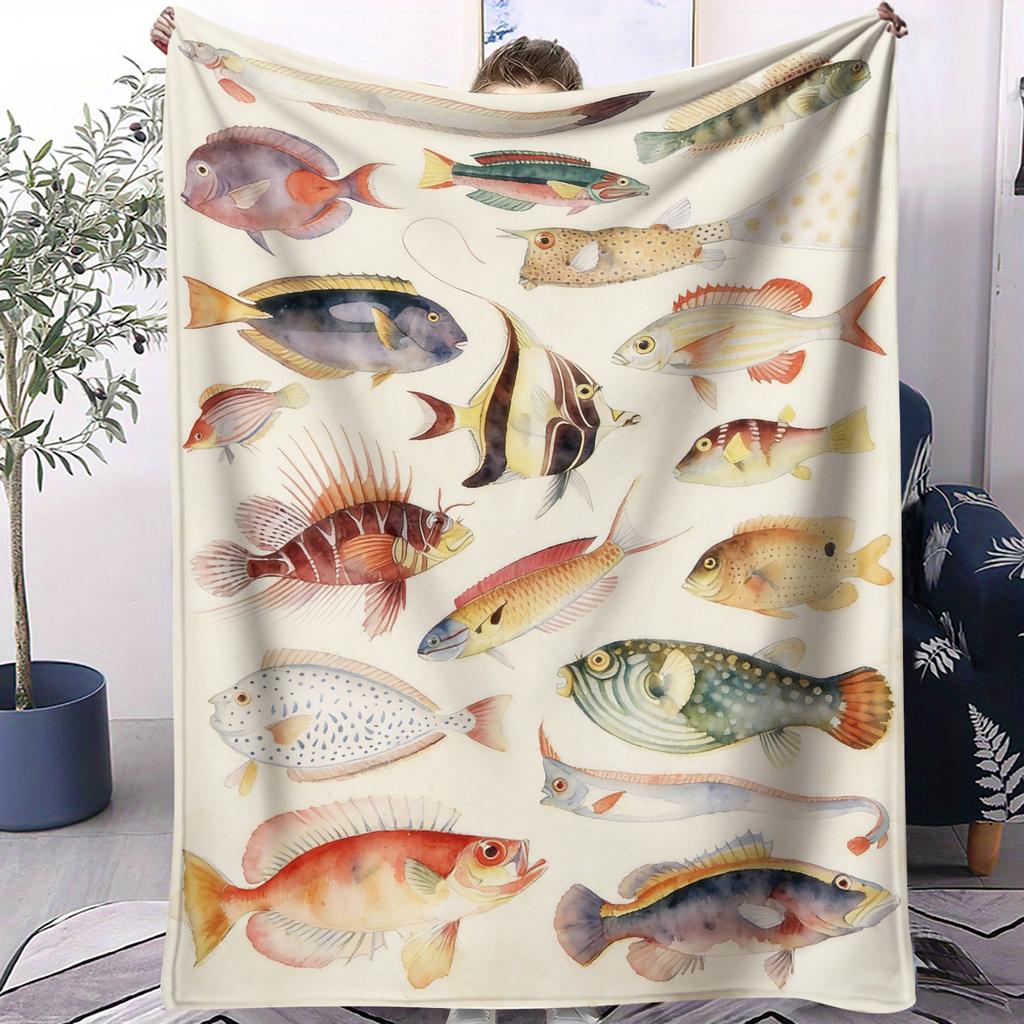 Hot Ocean Fish Soft Blanket Unique Stylish Small Cover Blanket Suitable For Bedrooms Living Rooms Dormitories Cars Offices Nap