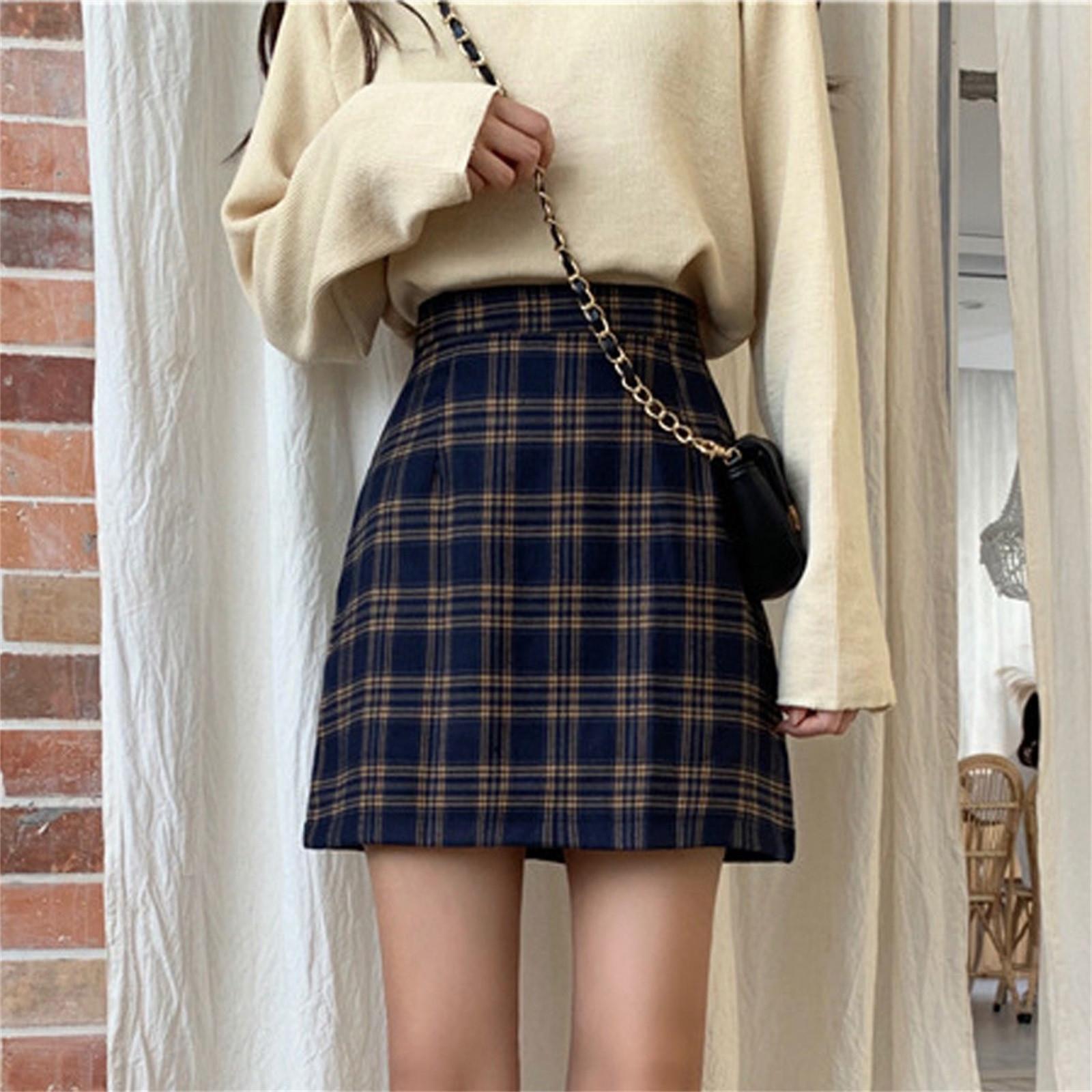 

Модная женская клетчатая юбка с принтом, эластичные женские тонкие короткие юбки с ремешком XXL жёлтый