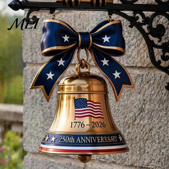 USA 250th Anniversary Souvenir Spirit of Liberty Eagle Bell, Wall Mounted Veterans Day Memorial Gift Patriotic Metal Bell for Front Door Garden Porch