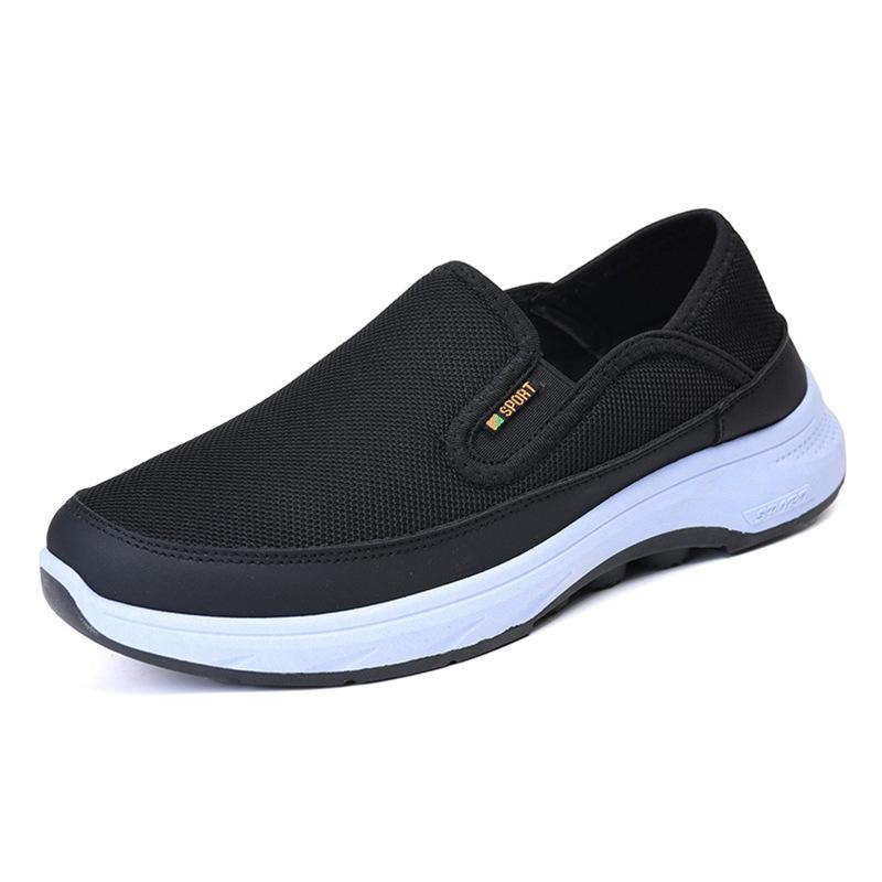 

Осенние новые мужские туфли с одной педалью, старые пекинские тканевые туфли, мягкая подошва, удобная мужская повседневная обувь, модная универсальная рабочая обувь 39 чёрный