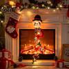 Snowman Wall Hanging Christmas Decor with String Light Glowing Plush Lights Hanging Winter Ornament Top Hat & Striped Scarf