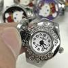 Vintage Punk Finger Watch Mini Elastic Strap Alloy Watches Couple Rings Jewelry Clock Retro Roman Quartz Watch Rings Women Men