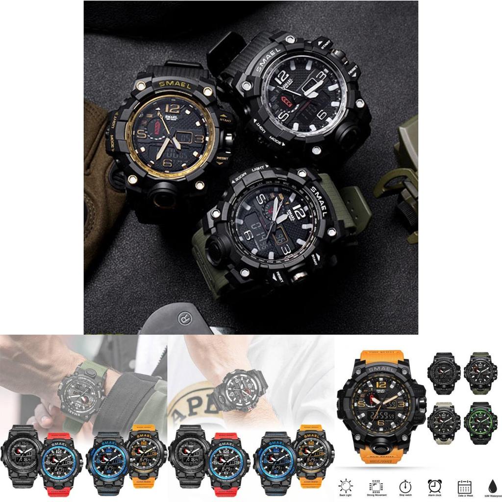 Rugged Smael Men's Military Watch Luminous Alarm Sport Wristwatch Durable 50m Waterproof