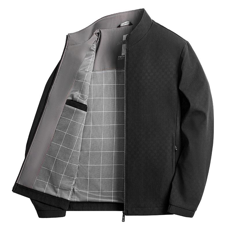 

Autumn and Winter Stand Up Collar Jacket for Men, Stand Up Collar Solid Color Casual Jacket Top for Men L чорний