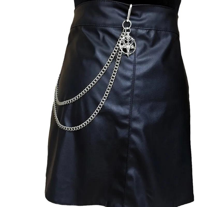 

Inverted Pentagram Goat Head Keychains For Men Women Sheepshead Waist Key Chain Trouser Jeans Hip-hop Pants Belt Gothic