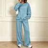 Women's Casual Neck Sweatshirt and Pants Set with Pockets, Fall Winter Comfortable Outfit