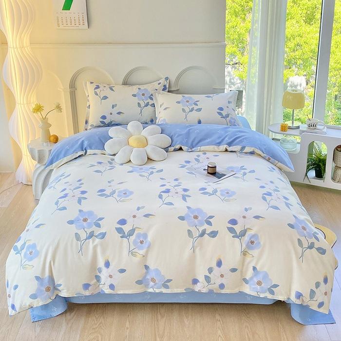 Μικρό Φρέσκο Βαμβακερό Καθαρό Βαμβάκι τεσσάρων τεμαχίων κοιτώνα Παπλωματοθήκη τριών τεμαχίων