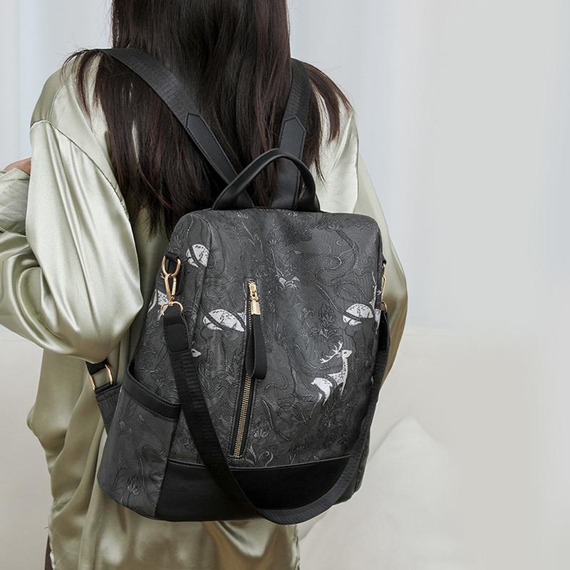 High-end Ladies' Backpack Large Capacity Women's Shoulder Bag Casual Simple Multi-functional Travel Backpack CLE