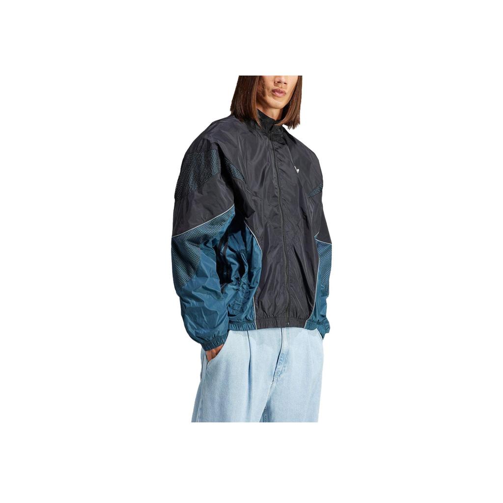 Adidas Originals Rekive Cutline Color Block Logo Print Zip-Up Stand Collar Loose Long Sleeve Jacket Men Jackets Black HZ0748