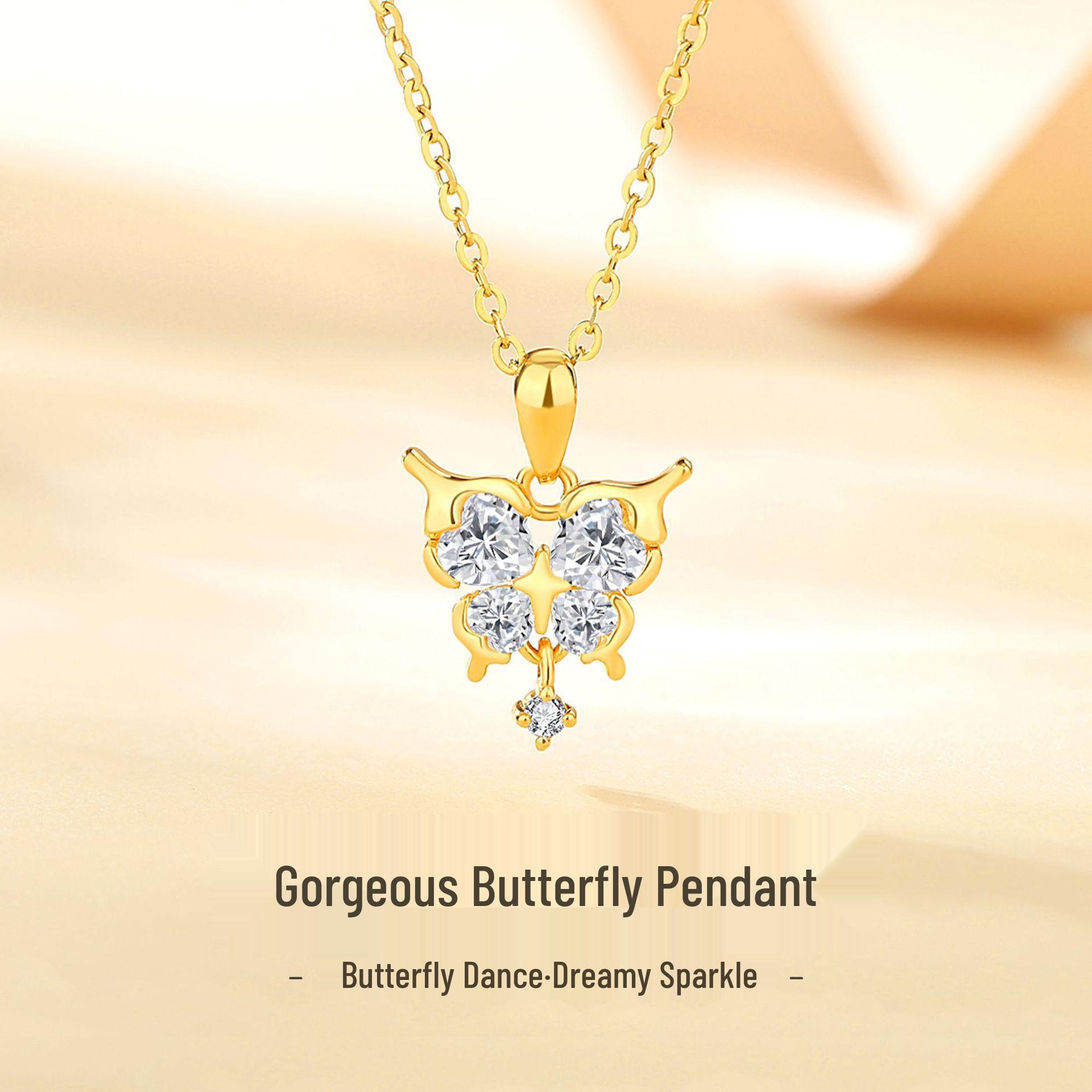 

999 Pure Gold Butterfly Pendant - A Young and Fashionable Christmas Gift for Girlfriend 24K