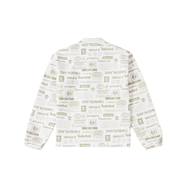 Timberland Letter Pattern Full Print Windbreaker Jacket Men Jacket White A6B6X-CM9