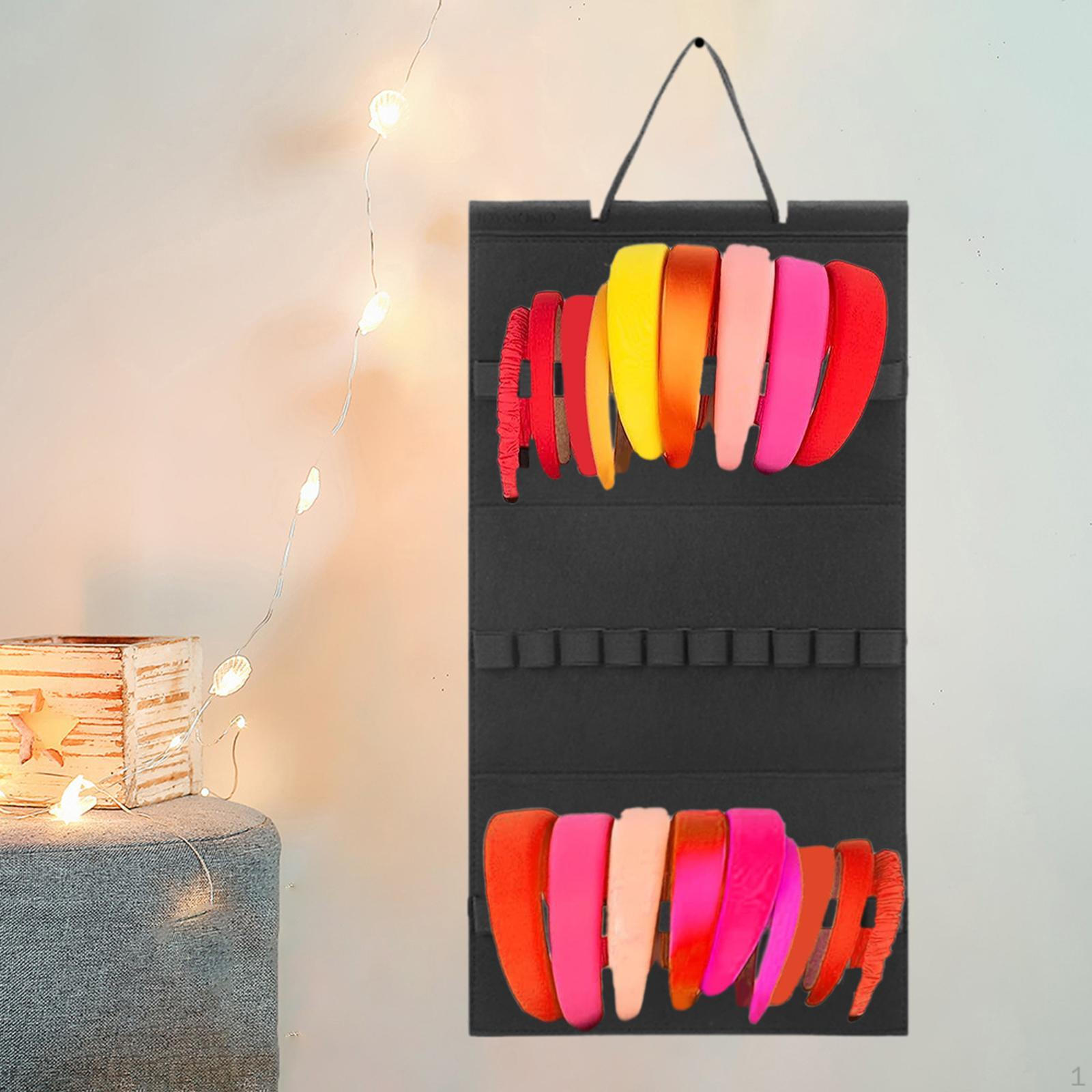 

Headband Holder 40 Elastic Loops Hanging Organizer for Door Wall Closet