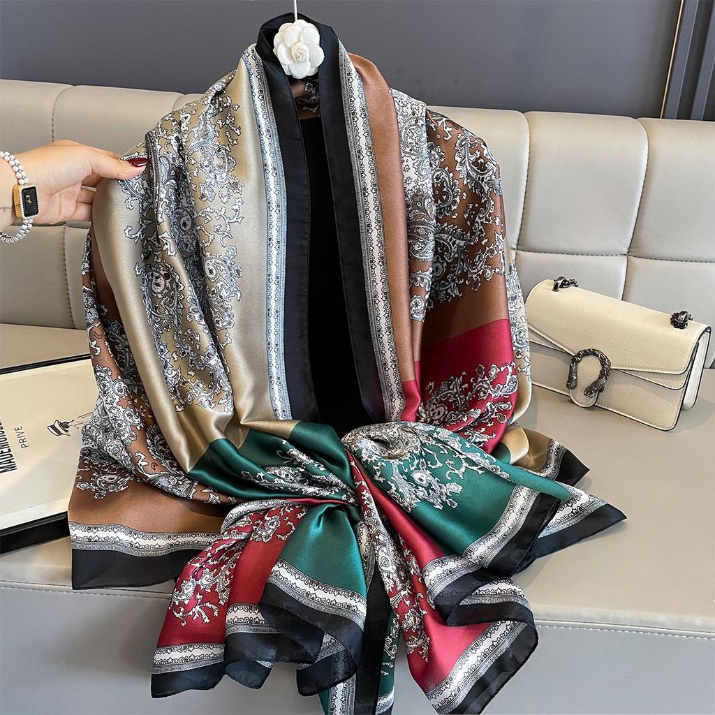 Women 180*90cm Fashion Beautiful Soft Silk Scarves Female Lady Shawl Hijab Wrap Foulard Bandanna Muffler Beach Pareo