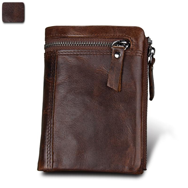Men's Crazy Horse Genuine Leather RFID-Blocking Wallet