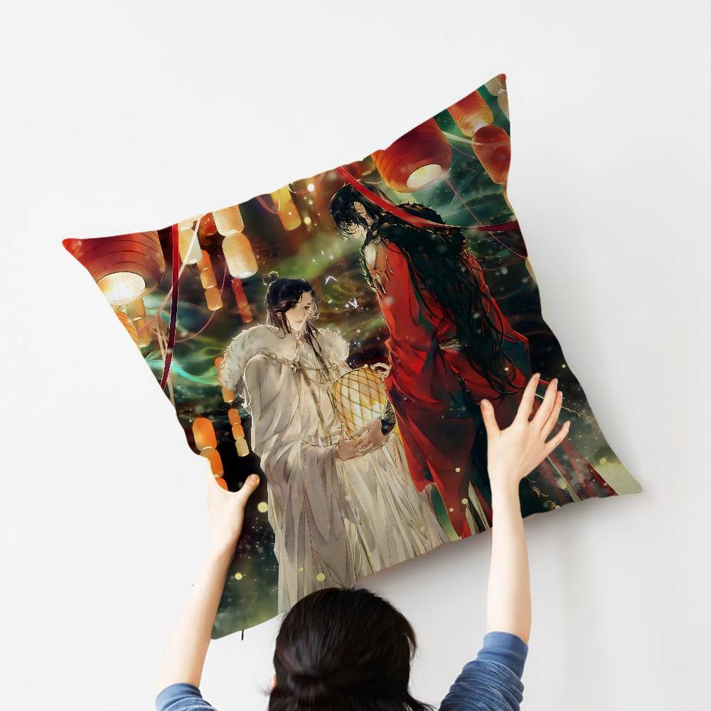 1pc Heavenly Officials Blessing Animation Cushion Cover Car Throw Pillow Case For Sofa Car Christmas Gift 40x40cm 45x45cm