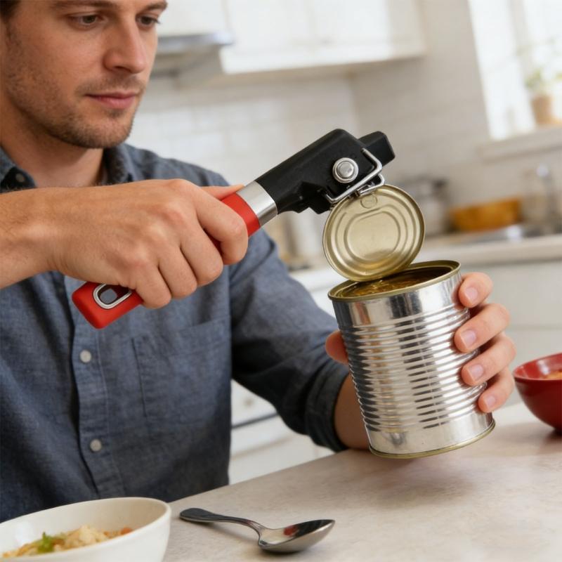 Stainless Steel Multi Purpose Can Opener For Kitchen Home Use Ergonomic Nonslip Handle Bottle Lid Remover