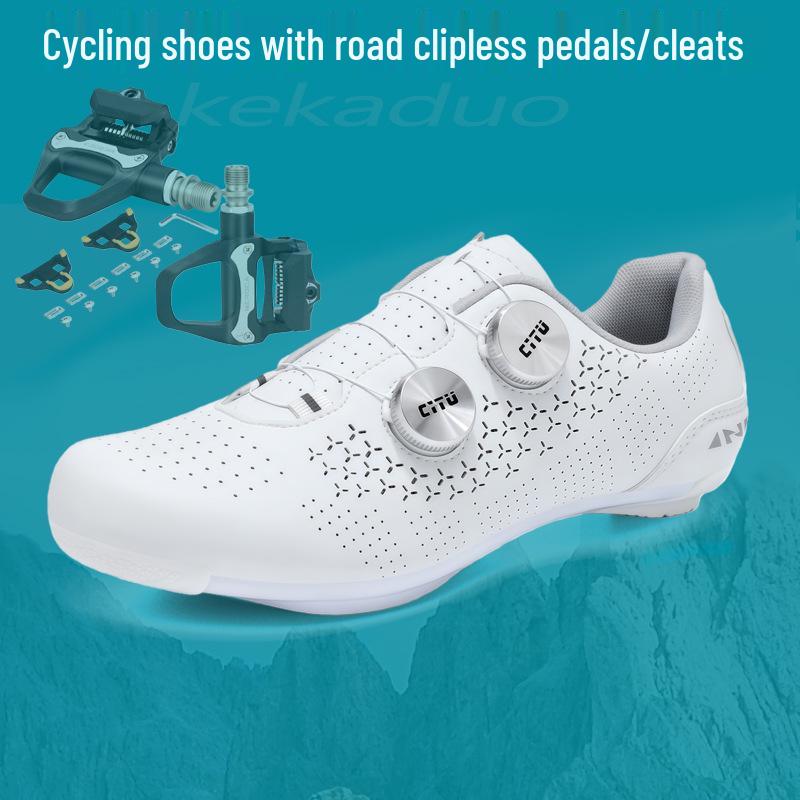 Unisex Clipless Cycling Shoes: Breathable, Lightweight, Stiff Sole, Double BOA Dial - Road & Mountain Bike Compatible