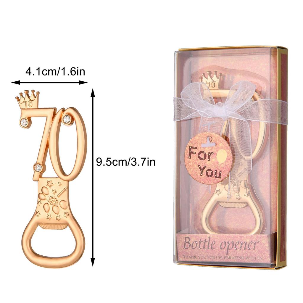24 Packs 70th Birthday Party Favors Bottle Opener Rose Gold Creative Bottle Openers for Birthday Wedding Anniversary
