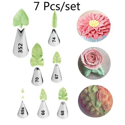 7 Pcs/set Leaves Cream Metal Tips Stainless Steel Icing Piping Nozzles Cake Cream Decorating Cupcake