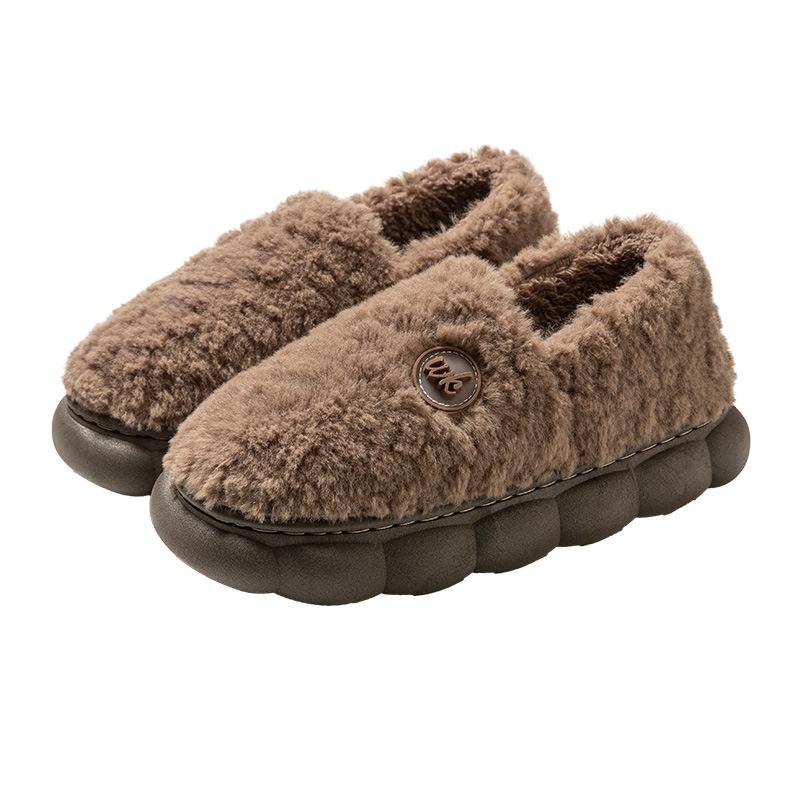 

Зимняя обувь новые плюшевые хлопковые тапочки зимняя домашняя комнатная теплая обувь нескользящая толстоподошвенная хлопковая швабра Size 44-45 [Size 1-2 smaller shoes]