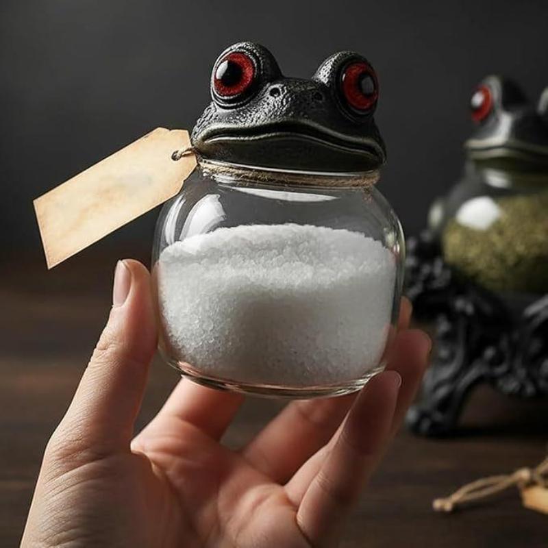 Frog Shaped 3pcs Spice Jars Set with Decorative Rack Seasoning Containers for Kitchen Spice Storage Organizer Spices Countertop
