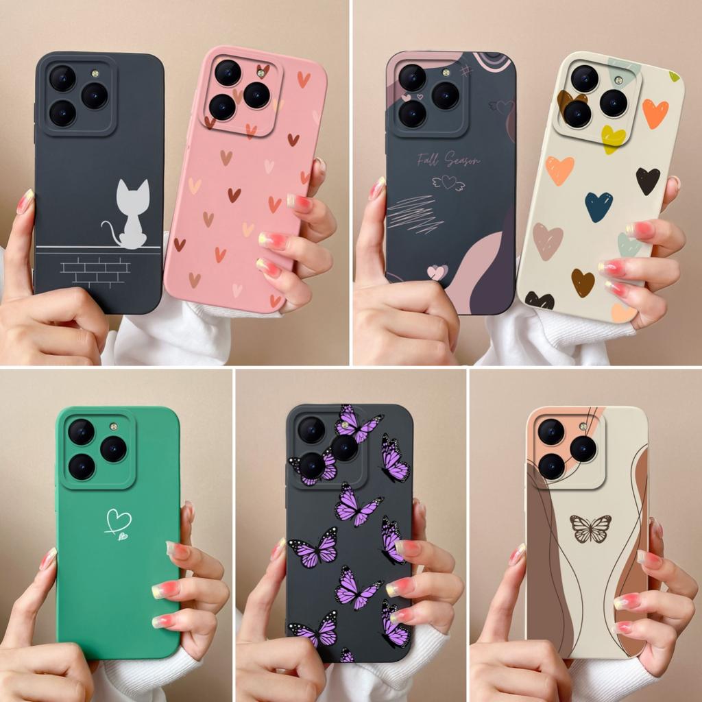 Etui na telefon Realme C63 C61 Pokrowiec z tyłu Serce Motyl Dla Oppo Realme C 61 C 63 Miękki Płynny Silikon Ochrona Aparatu Fundas