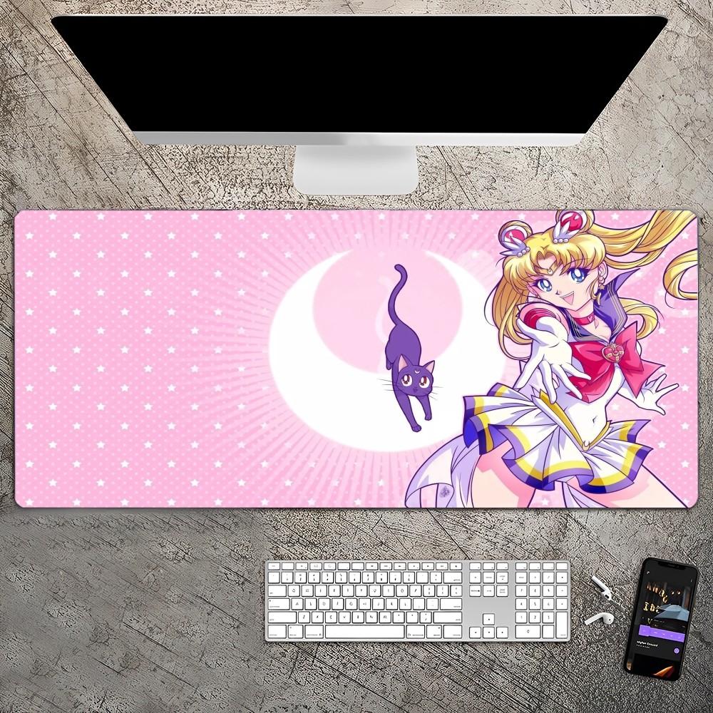 Cute S-Sailor-Moon Mousepad Custom Skin Desktop Desk Mat Kawaii Gaming Accessories Students Writing Pad for PC Computer Table