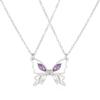 2Pcs Alloy Hollow Butterflies Pendant Necklace European American Zircon Inlay Friendship Couple Necklaces for Gift